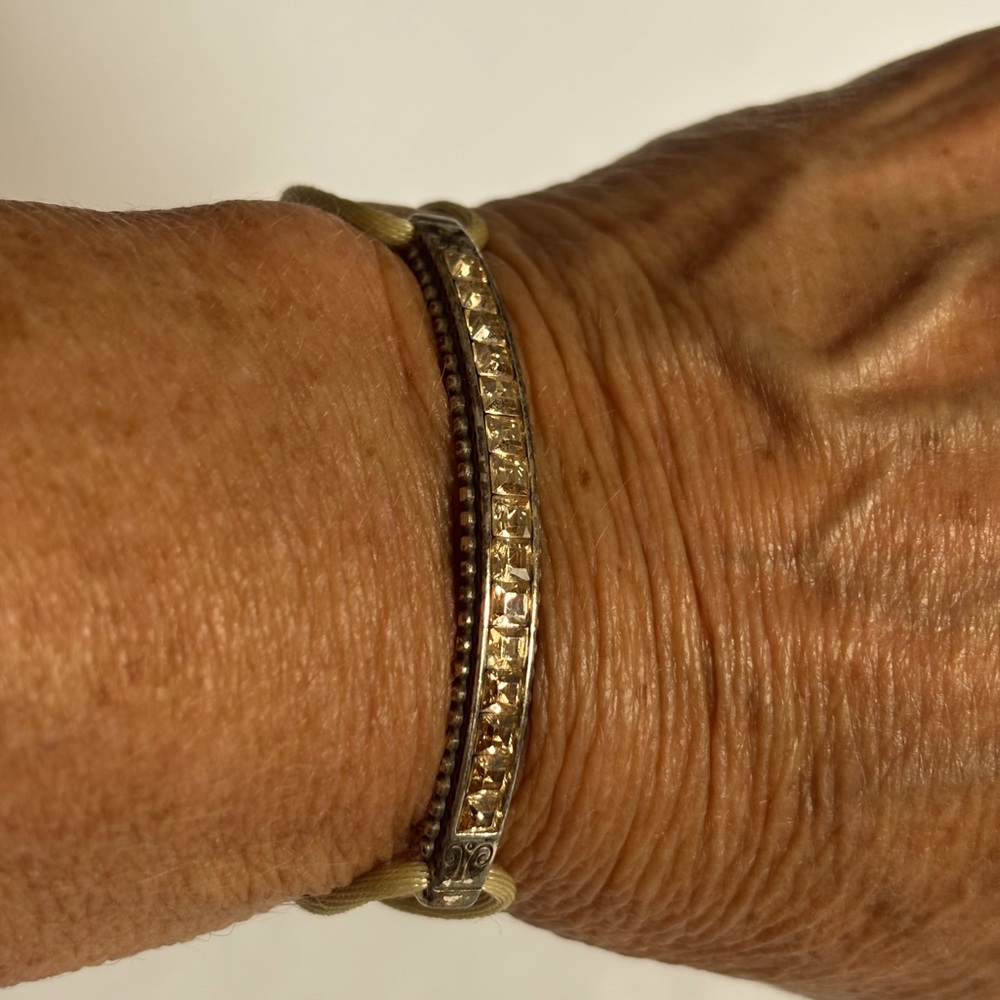 Brighton Champagne Rhinestone/Crystal and Silver Plated Bracelet